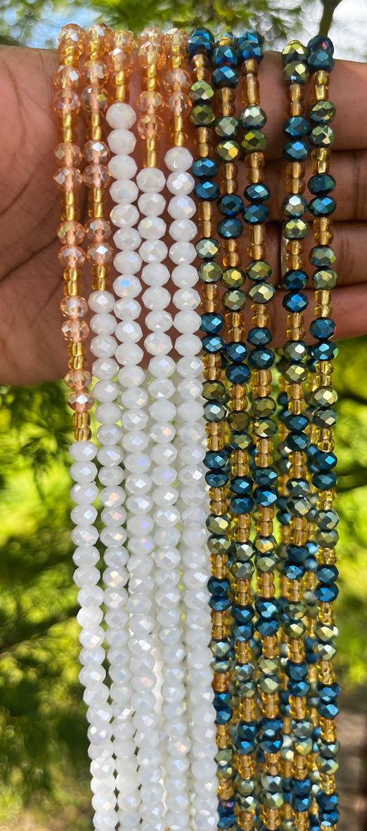 Ivory Crystal Sparkle Lux Tie On Waist Beads
