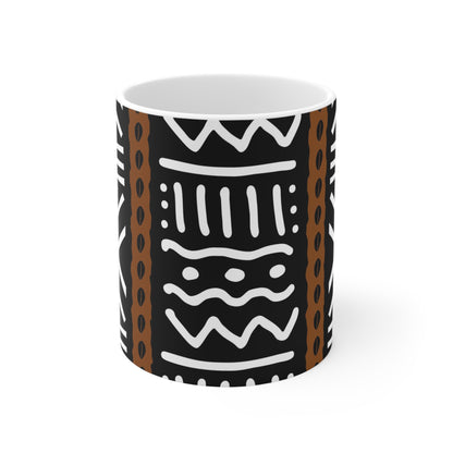 11 oz Black & White Mud Cloth Print Ceramic Coffee Mug
