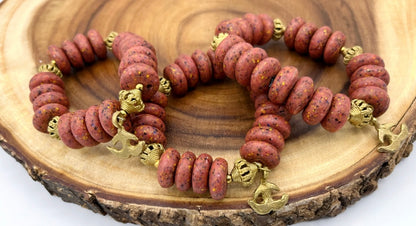 Kenyase Recycled Glass Beads Brass Bracelet