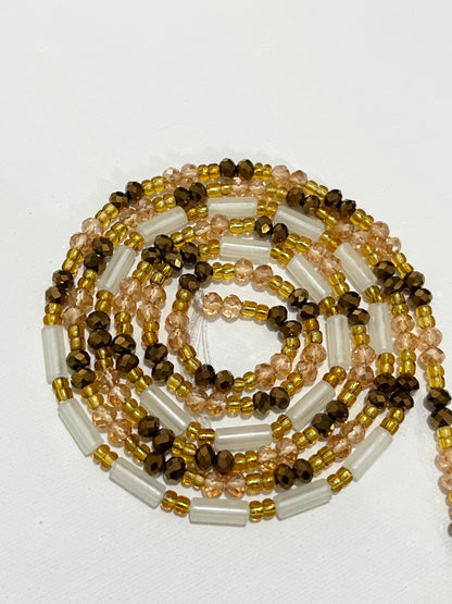 Golden Russet Glow In The Dark Thick Tie On Waist Beads