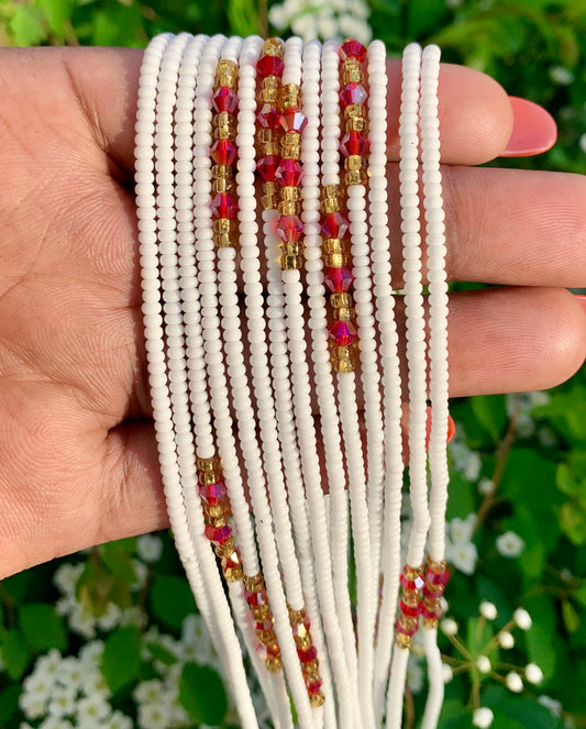 Regal Red Tie On Waist Beads
