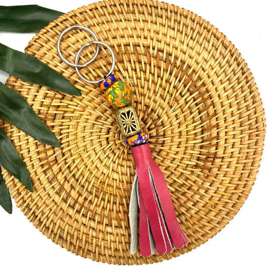 Duafe Recycled Beads Brass Keychain