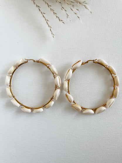 Tumi Cowrie Hoop Earrings