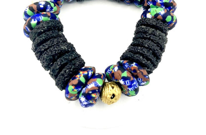 Baakoye Recycled Glass Beads Brass Bracelet