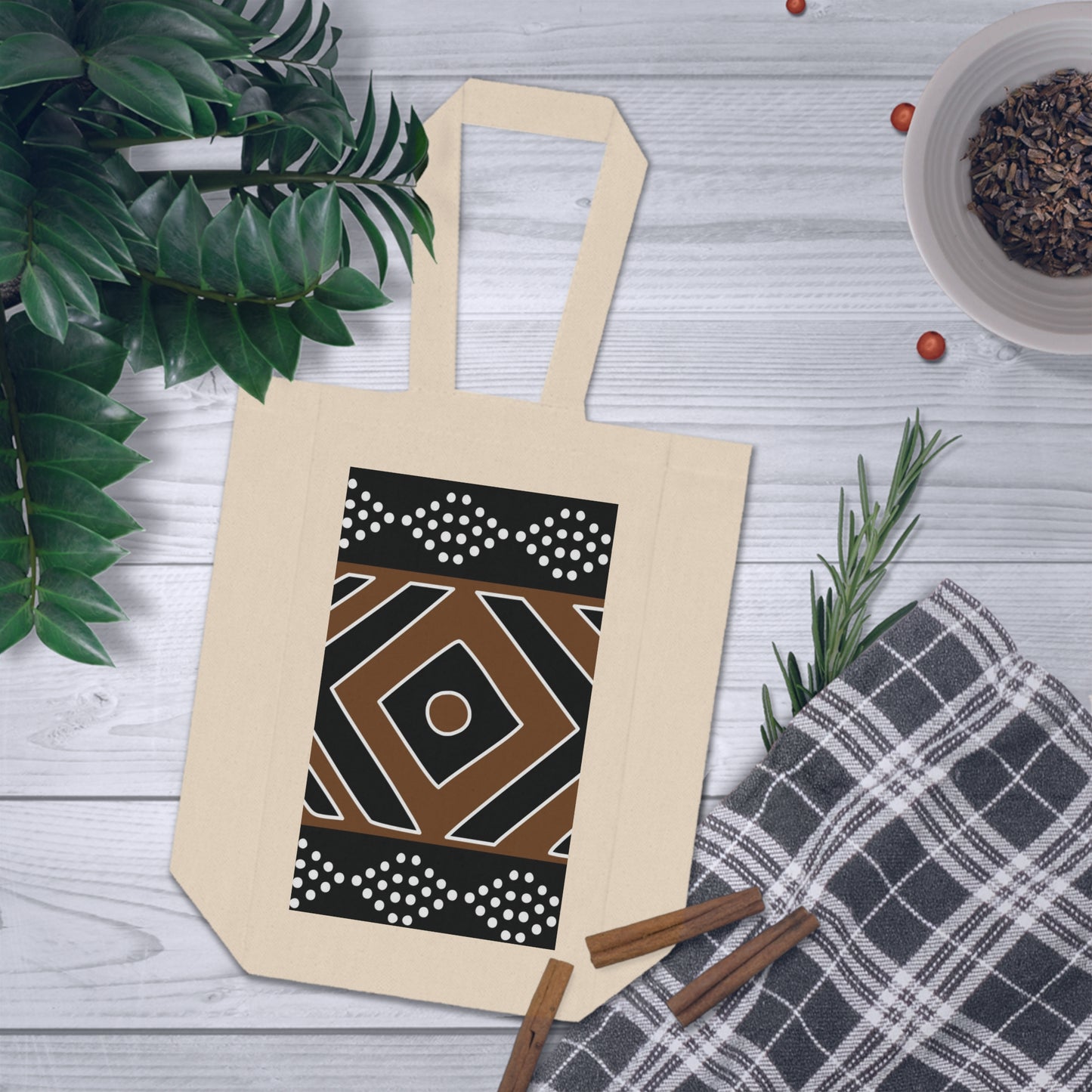 Kai Mud Cloth Print Double Wine Tote Bag