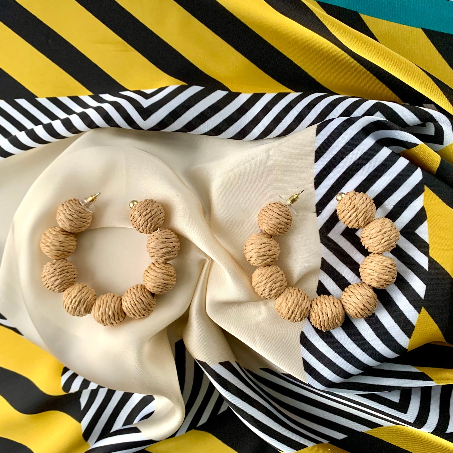 Tulum Raffia Hoop Earrings