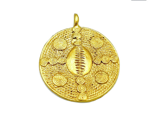 Cowrie African Brass Pendant