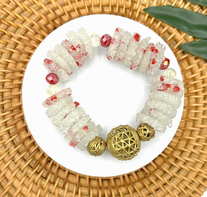 Odarle Recycled Glass Beads Brass Bracelet