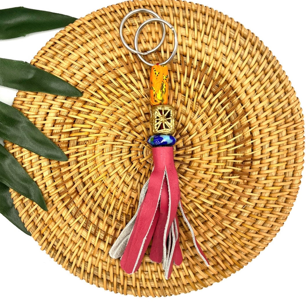 Duafe Recycled Beads Brass Keychain