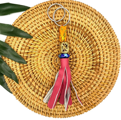 Duafe Recycled Beads Brass Keychain
