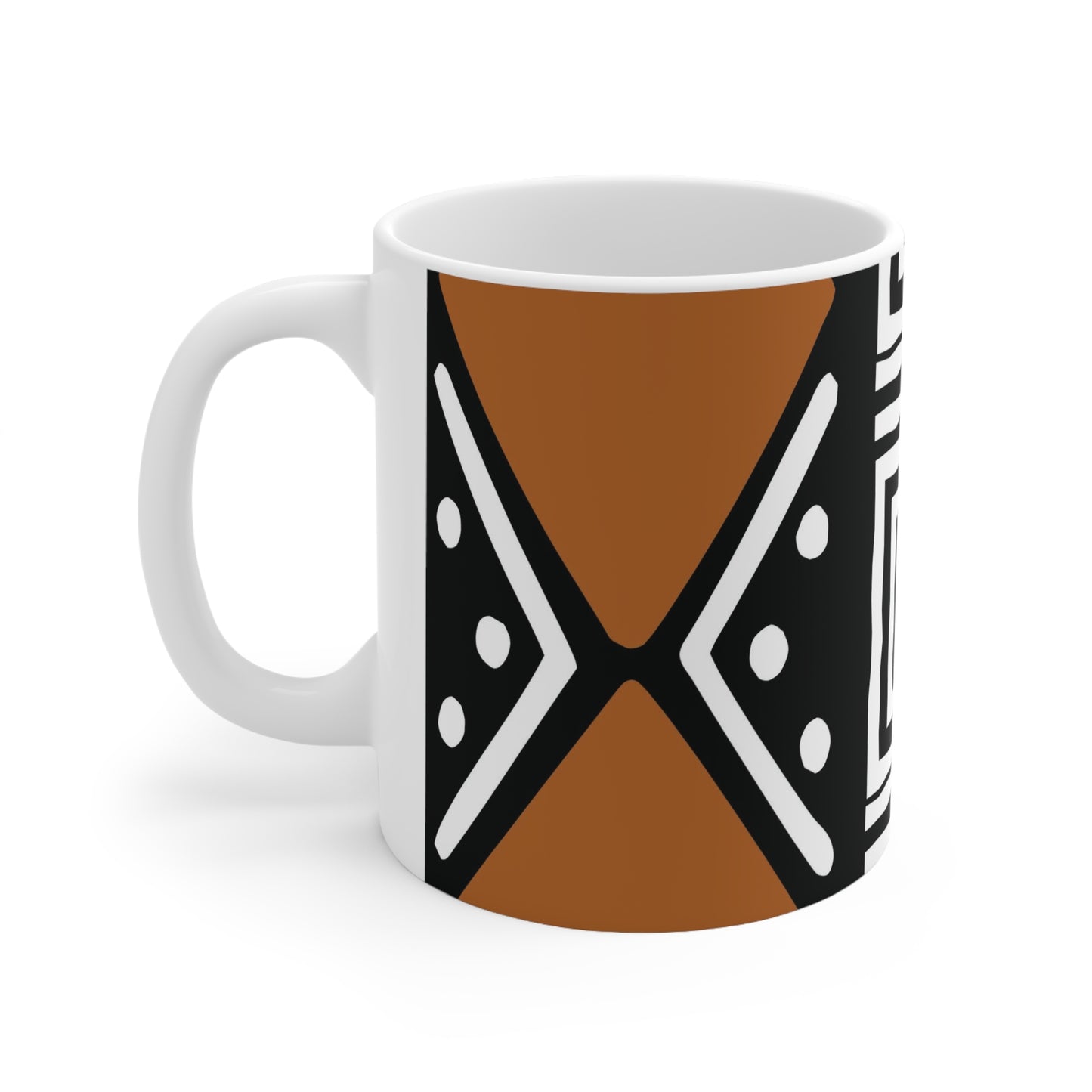 11 oz White & Black Mud Cloth Print Ceramic Coffee Mug