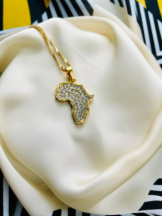 Afrika Map Rhinestone Necklace