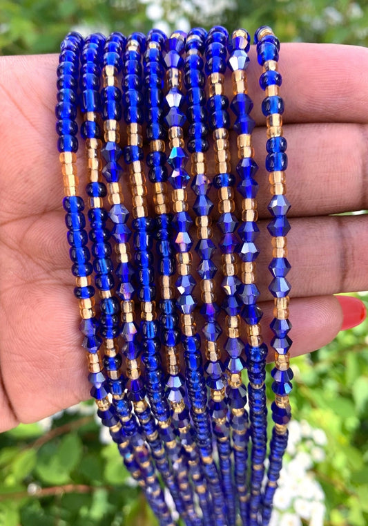 Egyptian Blues Tie On Waist Beads