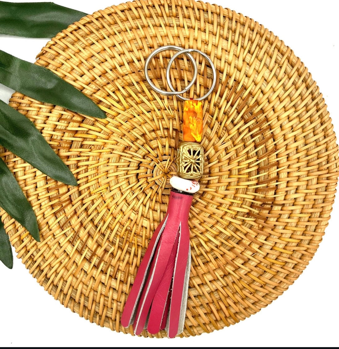 Duafe Recycled Beads Brass Keychain