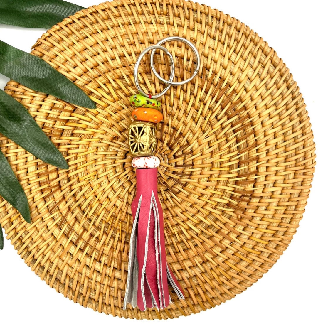 Duafe Recycled Beads Brass Keychain
