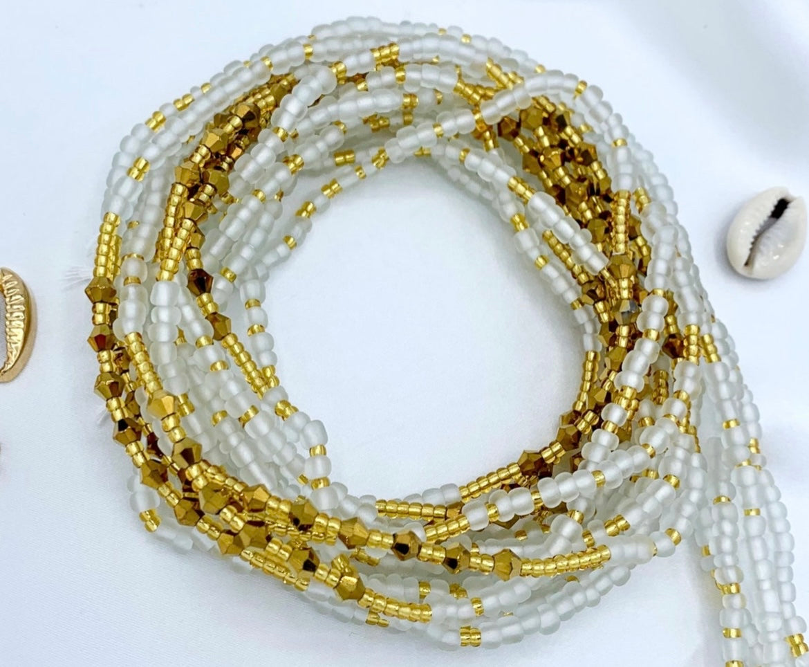 Frosted Gold Tie On Waist Beads