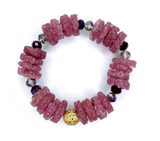 Tumi Krobo Glass Beads Brass Bracelet