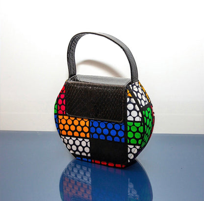Amira Rubix African Print Faux Leather Bag