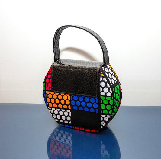 Amira Rubix African Print Faux Leather Bag