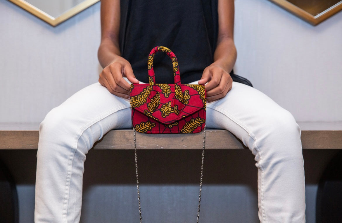 Kabuki Saffron Leaf African Print Mini Bag