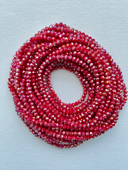 Ruby Sparkle Lux Tie On Waist Beads