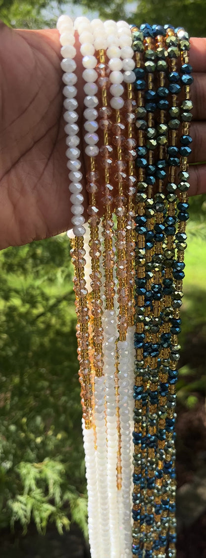 Ivory Crystal Sparkle Lux Tie On Waist Beads